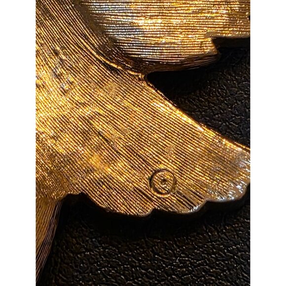 Gold-Tone Hummingbird Pin Brooch With Red Eye Detail - Picture 4 of 8